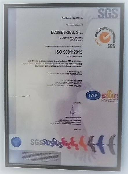 EC3metrics certifica la calidad en la gestión de sus servicios y la investigación